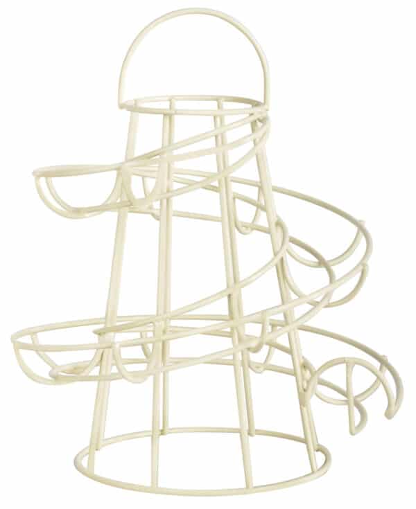 Helter Skelter Metal Egg Rack Stand Holder Cream