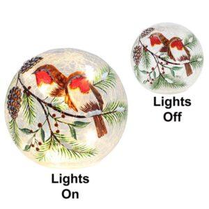 Xmas Crackle LED Ball Robins