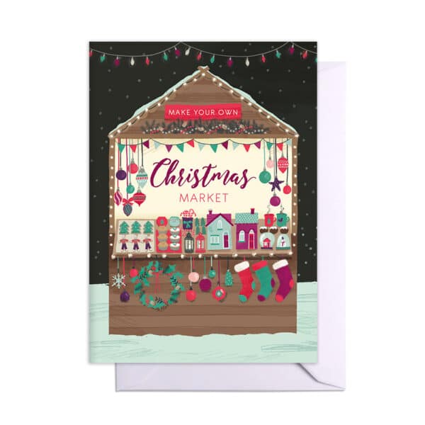 christmas market drawing on a black background.