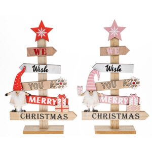Christmas Craft Gonk Tree Red And Pink 23cm x 12cm