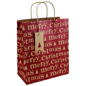 red bottle bag with merry Christmas wrote in brown writing