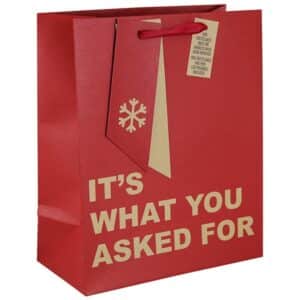 its what you have asked for red bag with brown writing