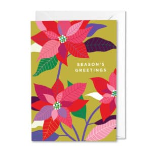 Poinsettia Season's Greetings Card with growing tips