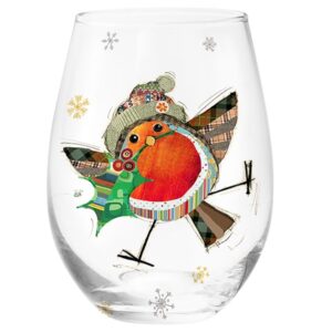 christmas robin glass