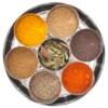 9 indian spices in a round silver tin