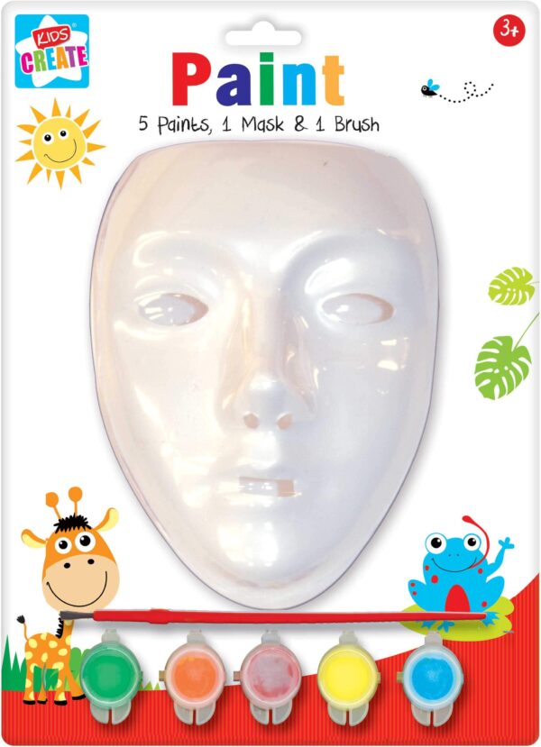 mask with 5 paints and paint brush