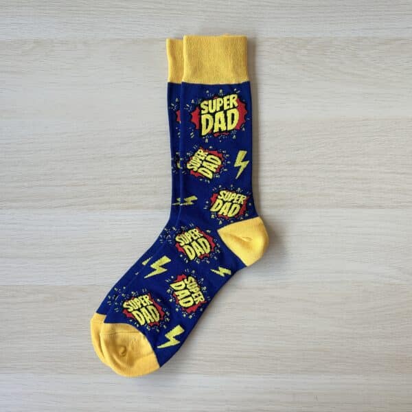 navy yellow super dad socks