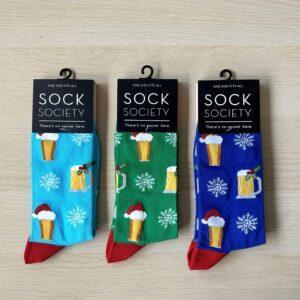 pack of 3 sock with beers on them