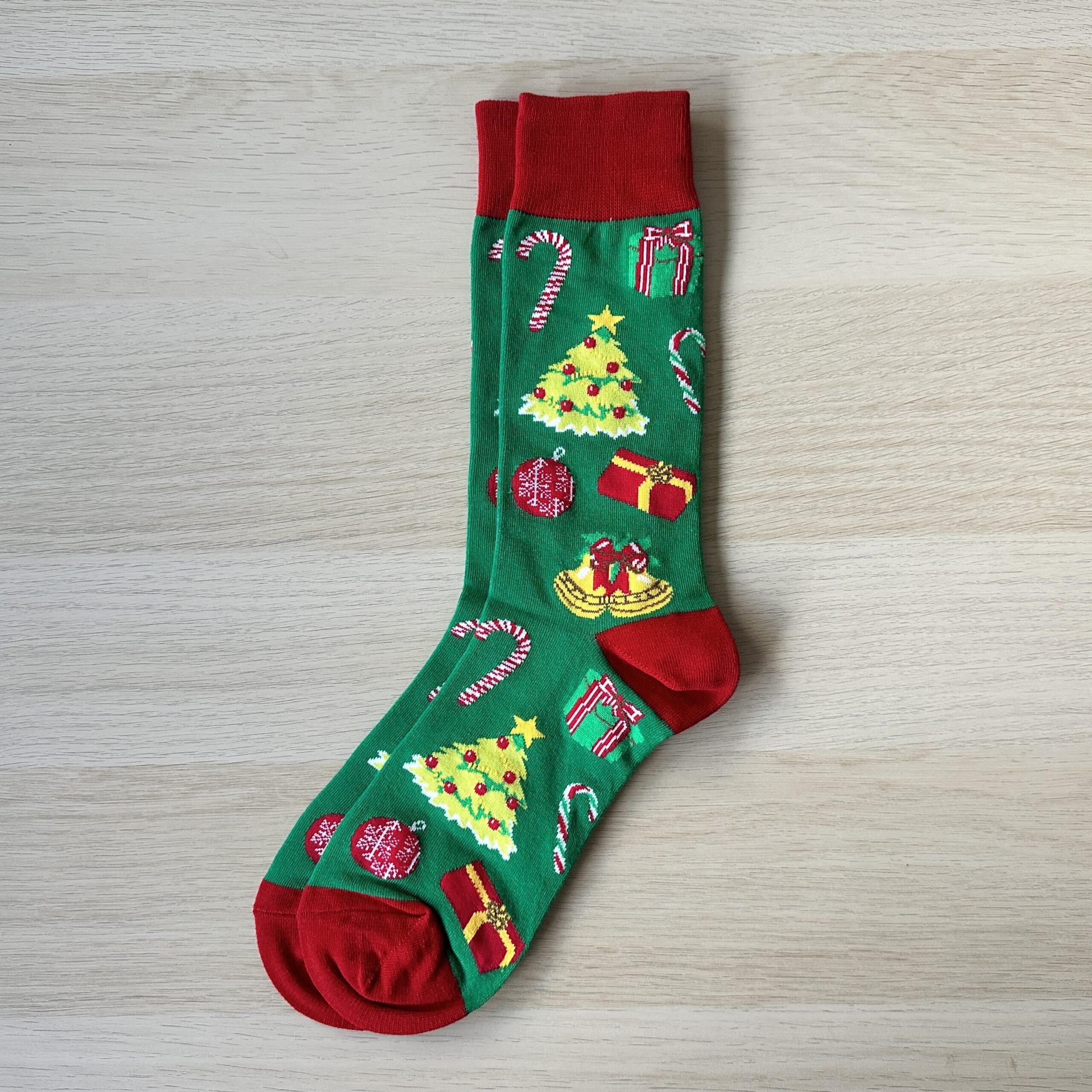 green festive socks