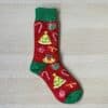 red and green festive socks