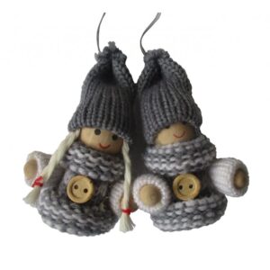 Hanging Christmas Dolls grey and white