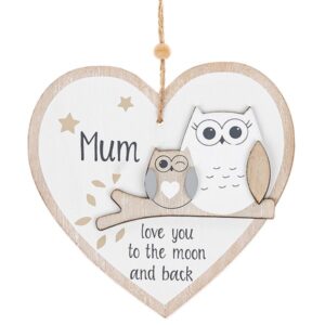 Family Owl Hanging Heart Mum