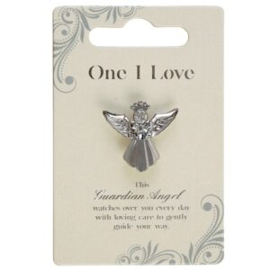 Guardian Angel Pin Mum, Angel Badge with Rhinestone for Men and Women, Gift with Inspirational Message, Lapel Pins-Silver-One Size-Unisex
