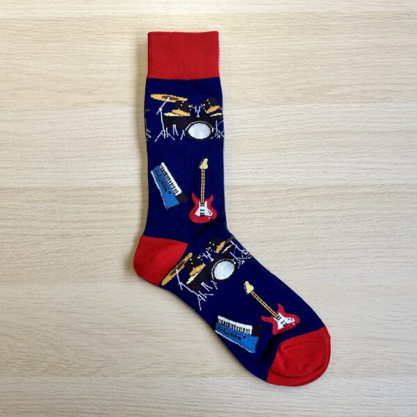 Instruments socks navy with red and toe heels