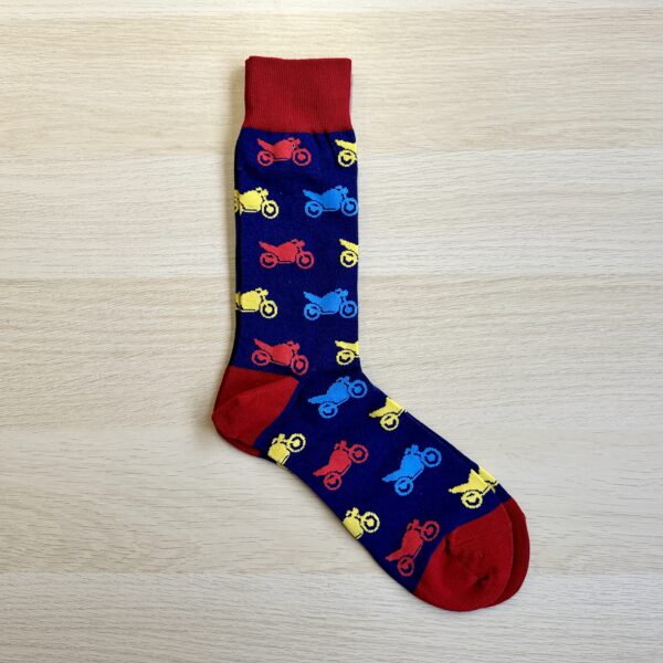 Motorbikes blue socks with red heels