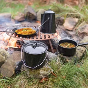 Esschert Design Four Piece Outdoor Cooking Set Black lifestyle