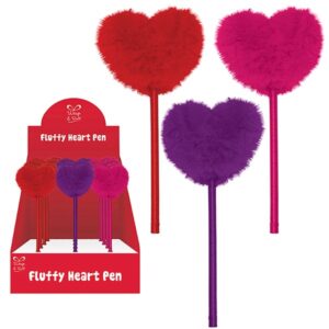 Fluffy Red/Pink/Purple Heart Pens Assorted