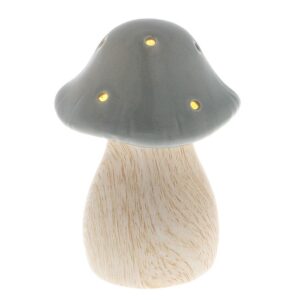 Small Wooden Grey Mushroom Glow Lamp
