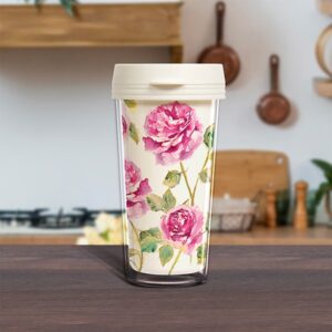 Rose Garden White Travel Cup