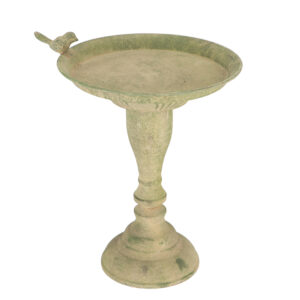Green aged metal bird bath image