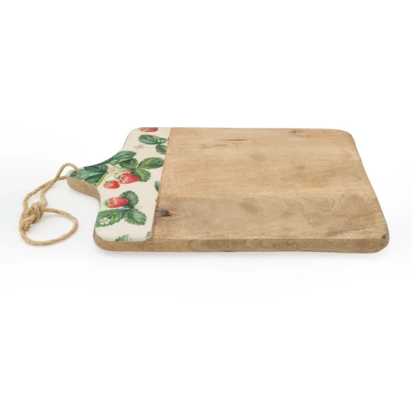 Handcrafted Chopping Board Mango Wood - Strawberries