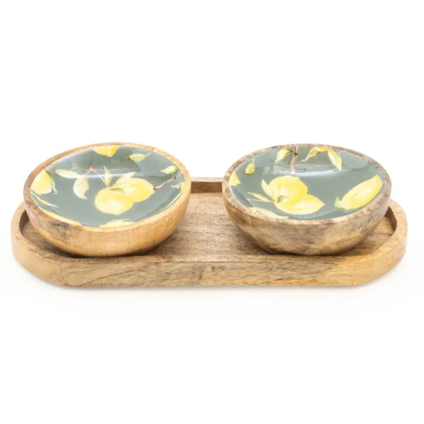 Set of 2 Small Mango Wood Dipping Bowls - Sicilian Orchard