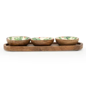 Handcrafted Large Mango Wood Bowl - Strawberries