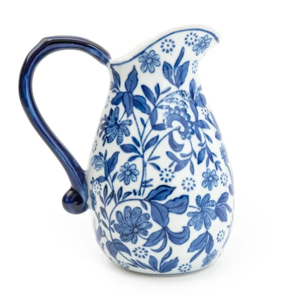 Sumatra Blue & White Large Ceramic Jug 9" - Image 2