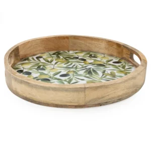 round tray mango wood olives design