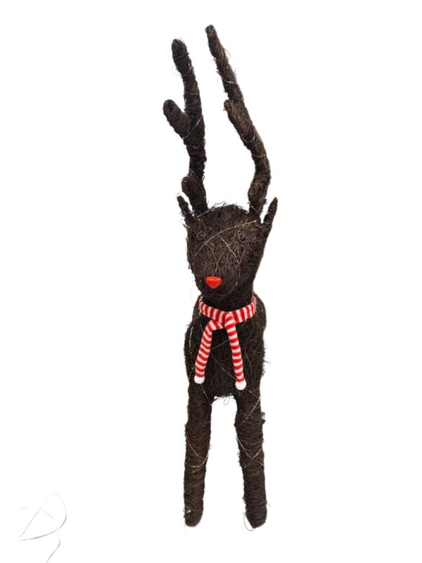 Large Wicker Natural Salim Standing Reindeer With Lights