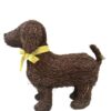 Natural Wicker Dog Sculpture With Yellow Bow