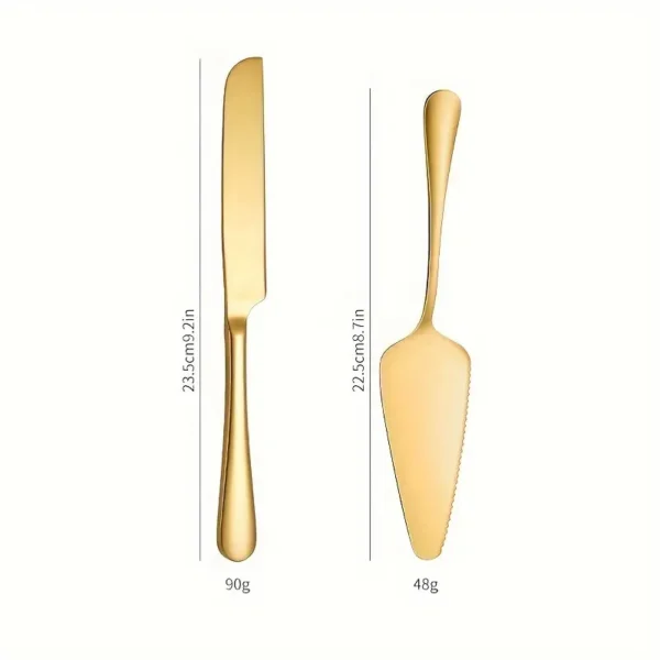 Gold Cake Knife and Spatula Set