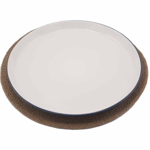 Natural Place Mat - Jute & Cotton 30cm - Natural Border - Image 2