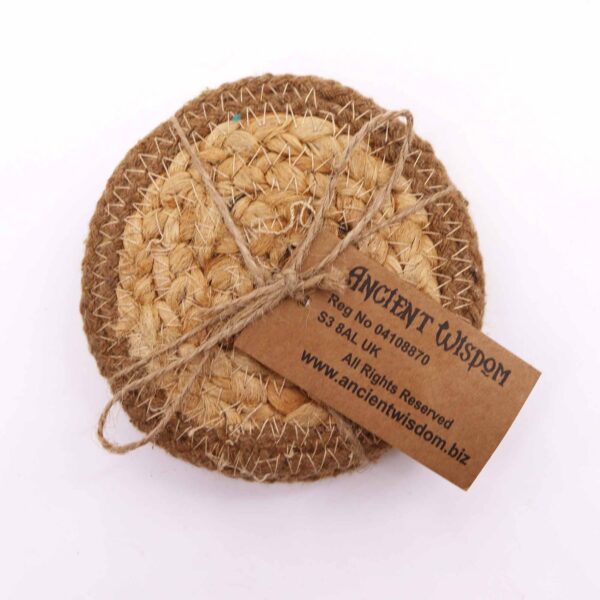 Natural Coaster - Jute & Cotton 10cm  (set of 4) - Natural Boarder - Image 2