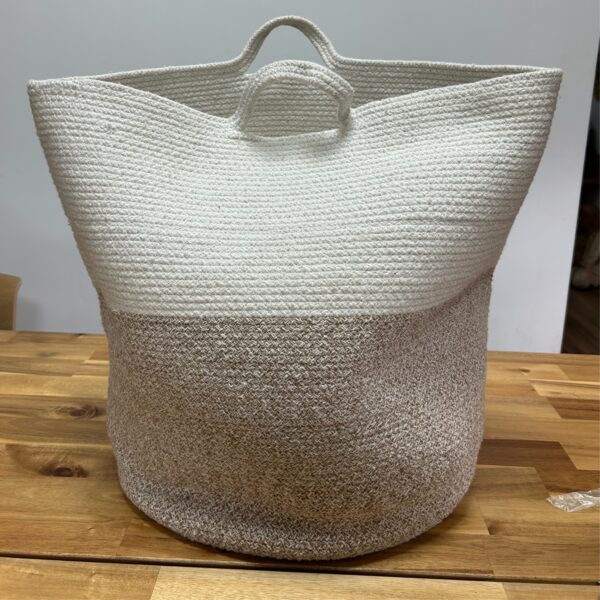 Cotton Rope Laundry / Storage Big Basket 45x40cm - Beige - Image 2