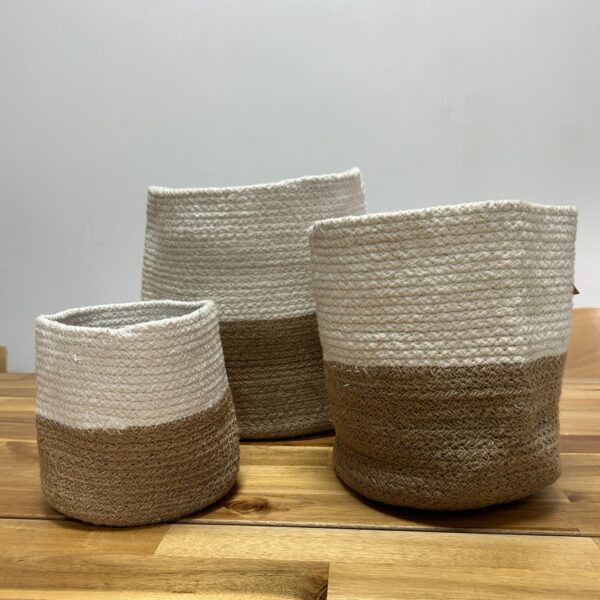 Set of 3 Cotton Rope Storage Baskets - White - Image 2