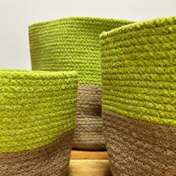 Set of 3 Cotton Rope Storage Baskets - Pistachio - Image 2