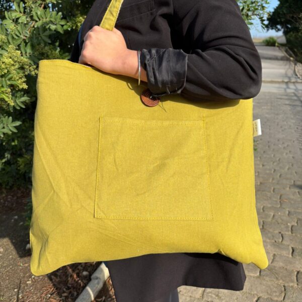 Jute & Cotton Reversible Big Bag - Pistachio - Image 3