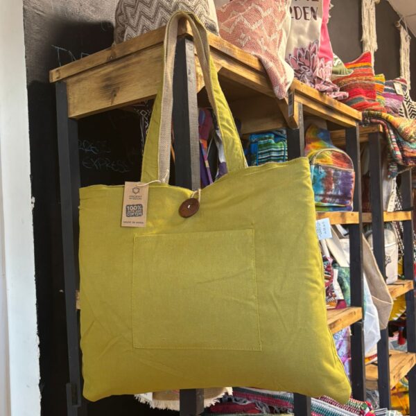 Jute & Cotton Reversible Big Bag - Pistachio - Image 5