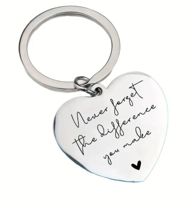 Never Forget The Difference You Make – Silver Metal Keyring