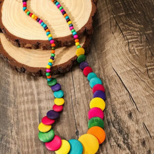 Muticolored Discs Necklace 80 inch