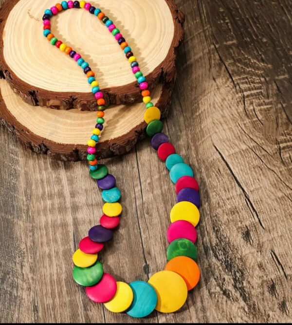Muticolored Discs Necklace 80 inch