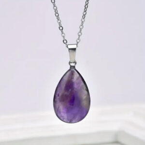 Amethyst Teardrop Pendant with Chain