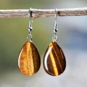 Tigers Eye Teardrop Pendant Earrings