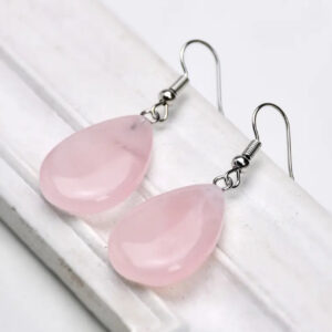 Rose Quarts Teardrop Earrings