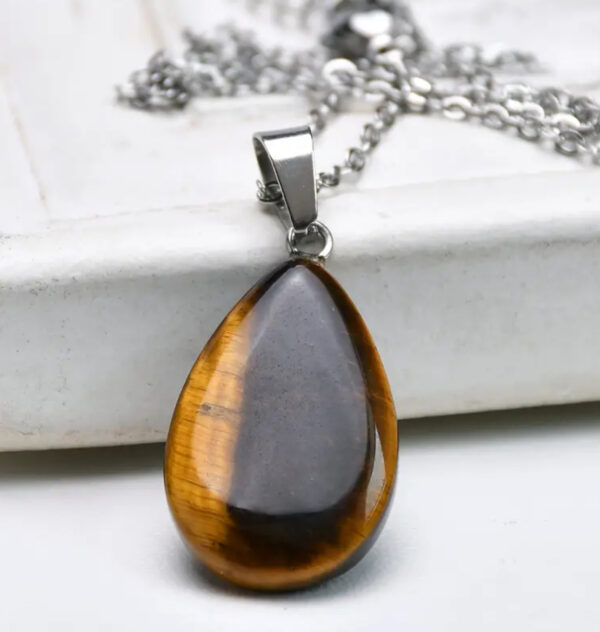 Tigers Eye Teardrop Pendant with Chain