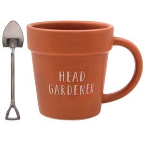 Green Fingers Plant Pot Mug & Spoon Head Gardener