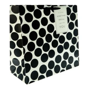 Small Square Gift Bag – Black Spots (23 x 20 cm)