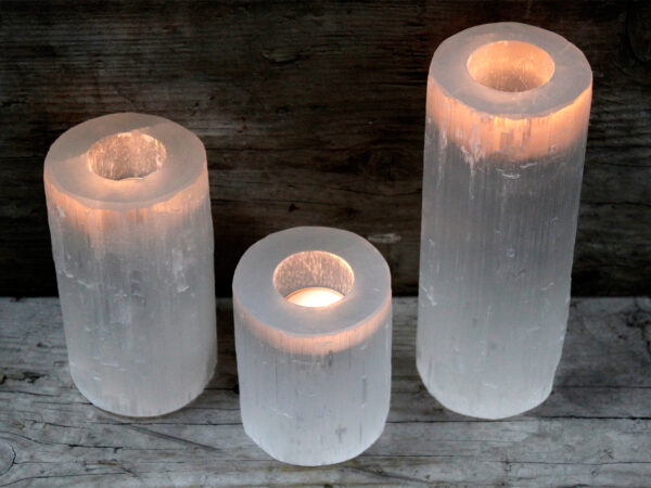 Selenite Cylinder Candle Holder - 10 cm - Image 3