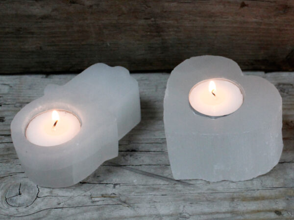 Selenite Heart Candle Holder - Image 3